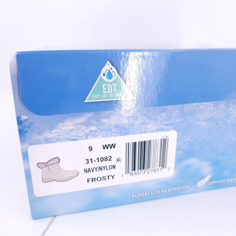Easy Street Dry Waterproof Frosty Navy‎ Winter Booties Cozy Zip Womens Size 9 WW